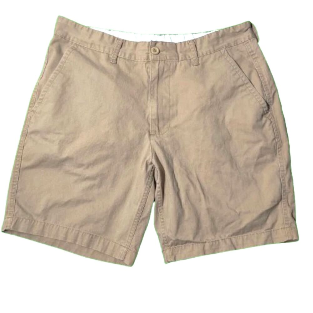 St. John’s Bay Men’s Classic Khaki Shorts Size 36 Tan 100% Cotton Casual Chino